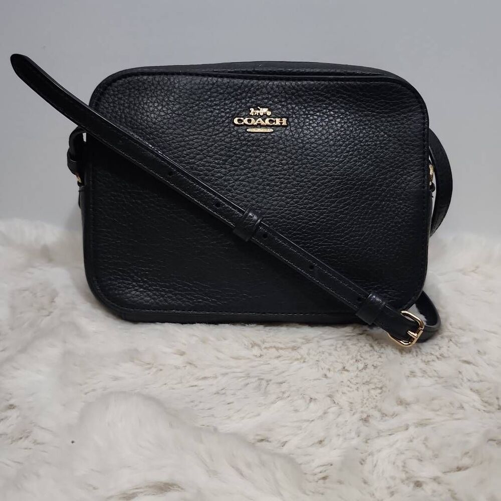 Coach Mini Jamie Camera Bag crafted from refined pebble leather Black